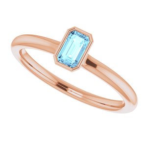 14K Rose Natural Aquamarine Stackable Ring - BN & CO JEWELRY
