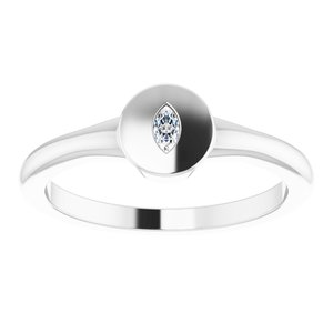 14K White .05 CT Diamond Signet Ring - BN & CO JEWELRY