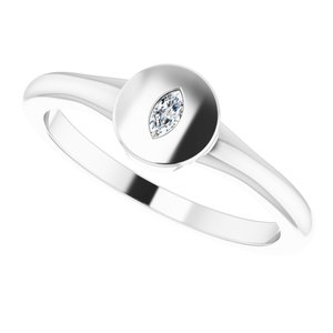 14K White .05 CT Diamond Signet Ring - BN & CO JEWELRY