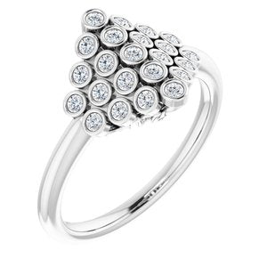 14K White 1/3 CTW Diamond Bezel-Set Cluster Ring - BN & CO JEWELRY