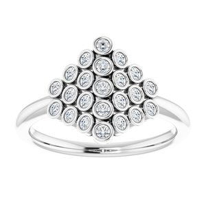 14K White 1/3 CTW Diamond Bezel-Set Cluster Ring - BN & CO JEWELRY