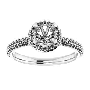 14K White 5.8 mm Round Halo-Style Engagement Ring - BN & CO JEWELRY