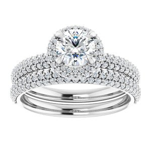 14K White 5.8 mm Round Halo-Style Engagement Ring - BN & CO JEWELRY