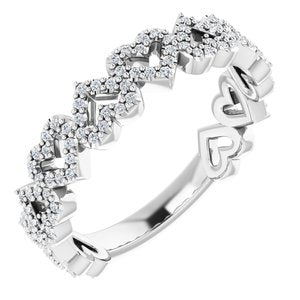 14K White 1/3 CTW Diamond Stackable Heart Ring - BN & CO JEWELRY
