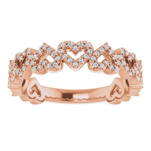14K Rose 1/3 CTW Diamond Stackable Heart Ring - BN & CO JEWELRY