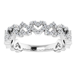 14K White 1/3 CTW Diamond Stackable Heart Ring - BN & CO JEWELRY
