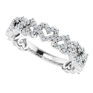 14K White 1/3 CTW Diamond Stackable Heart Ring - BN & CO JEWELRY