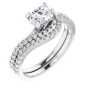 14K White 7x5 mm Oval Bypass Engagement Ring - BN & CO JEWELRY