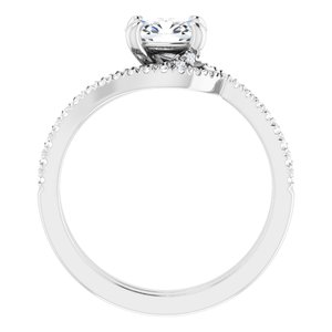 14K White 7x5 mm Oval Bypass Engagement Ring - BN & CO JEWELRY