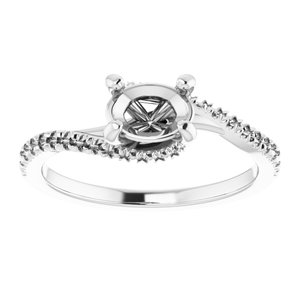 14K White 7x5 mm Oval Bypass Engagement Ring - BN & CO JEWELRY