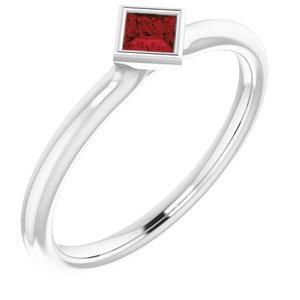 14K White Natural Mozambique Garnet Stackable Ring - BN & CO JEWELRY