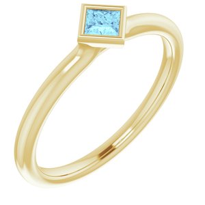 14K Yellow Natural Aquamarine Stackable Ring - BN & CO JEWELRY