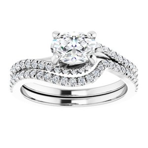 14K White 7x5 mm Oval Bypass Engagement Ring - BN & CO JEWELRY