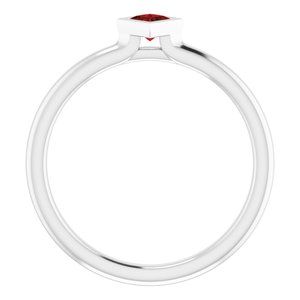 14K White Natural Mozambique Garnet Stackable Ring - BN & CO JEWELRY