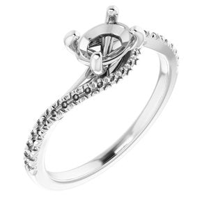 14K White 7x5 mm Oval Bypass Engagement Ring - BN & CO JEWELRY