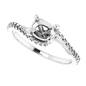 14K White 7x5 mm Oval Bypass Engagement Ring - BN & CO JEWELRY