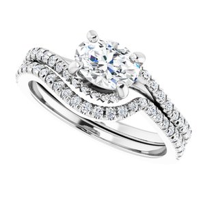 14K White 7x5 mm Oval Bypass Engagement Ring - BN & CO JEWELRY