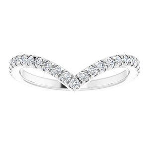 14K White 3/8 CTW Natural Diamond French-Set Contour Band - BN & CO JEWELRY