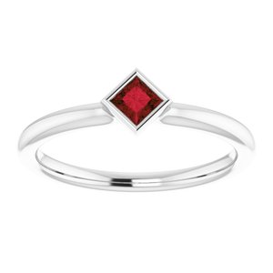 14K White Natural Mozambique Garnet Stackable Ring - BN & CO JEWELRY
