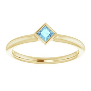 14K Yellow Natural Aquamarine Stackable Ring - BN & CO JEWELRY