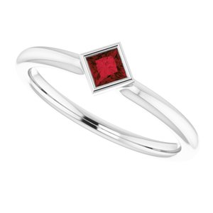 14K White Natural Mozambique Garnet Stackable Ring - BN & CO JEWELRY