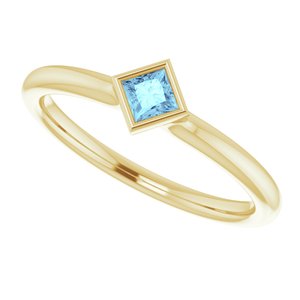 14K Yellow Natural Aquamarine Stackable Ring - BN & CO JEWELRY
