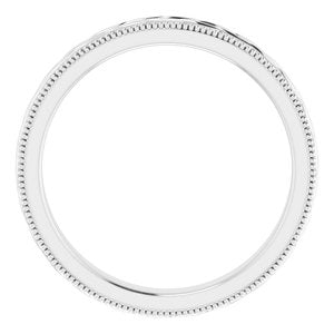 18K White 3 mm Leaf Pattern Band with Milgrain Size 7 - BN & CO JEWELRY