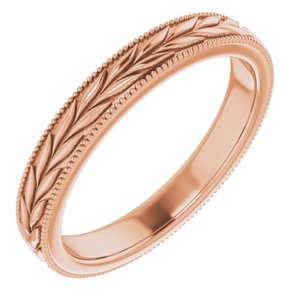 14K Rose 3 mm Leaf Pattern Band with Milgrain Size 7 - BN & CO JEWELRY