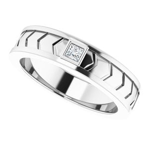 14K White 1/10 CTW Natural Diamond Design Band - BN & CO JEWELRY