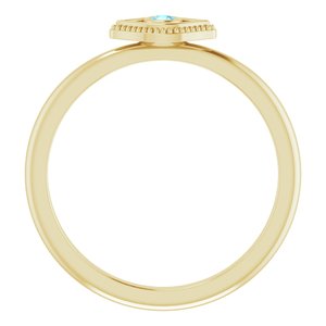14K Yellow Natural Aquamarine Stackable Evil Eye Ring - BN & CO JEWELRY