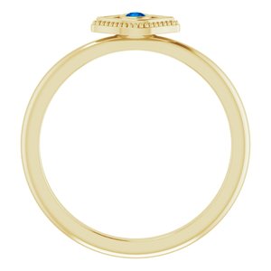 14K Yellow Lab-Grown Blue Sapphire Stackable Evil Eye Ring - BN & CO JEWELRY