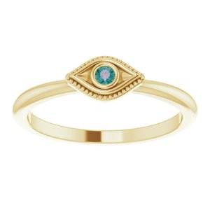 14K Yellow Natural Alexandrite Stackable Evil Eye Ring - BN & CO JEWELRY