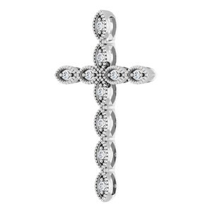 14K White 1/10 CTW Natural Diamond Cross Pendant - BN & CO JEWELRY
