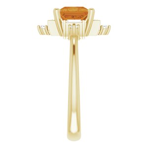 14K Yellow Natural Citrine & 1/5 CTW Natural Diamond Geometric Ring - BN & CO JEWELRY