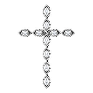 14K White 1/10 CTW Natural Diamond Cross Pendant - BN & CO JEWELRY
