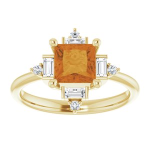 14K Yellow Natural Citrine & 1/5 CTW Natural Diamond Geometric Ring - BN & CO JEWELRY