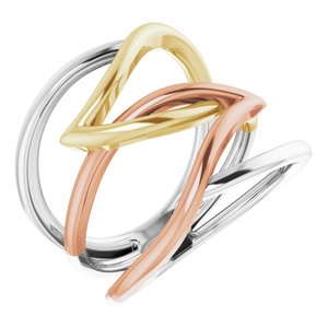 14K Tri-Color Criss-Cross Ring - BN & CO JEWELRY