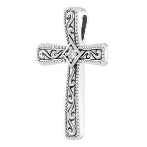 14K White .01 CT Natural Diamond Cross Pendant - BN & CO JEWELRY