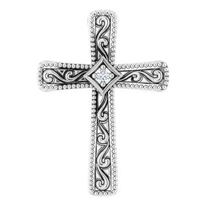 14K White .01 CT Natural Diamond Cross Pendant - BN & CO JEWELRY