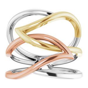 14K Tri-Color Criss-Cross Ring - BN & CO JEWELRY