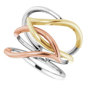 14K Tri-Color Criss-Cross Ring - BN & CO JEWELRY