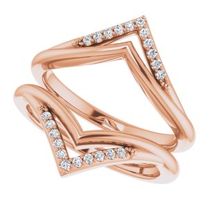 14K Rose 1/8 CTW Natural Diamond Double Row Ring Guard - BN & CO JEWELRY