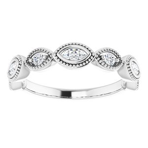 14K White 4x2 mm Marquise 1/3 CTW Natural Diamond Anniversary Band - BN & CO JEWELRY