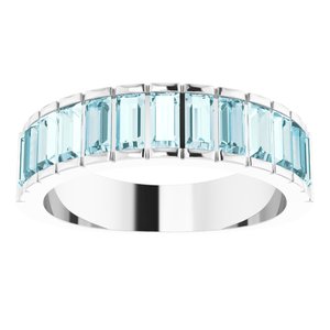 14K White Natural Sky Blue Topaz Channel-Set Ring - BN & CO JEWELRY