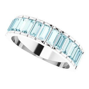 14K White Natural Sky Blue Topaz Channel-Set Ring - BN & CO JEWELRY