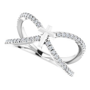 14K White 1/5 CTW Natural Diamond French-Set Cross Ring - BN & CO JEWELRY