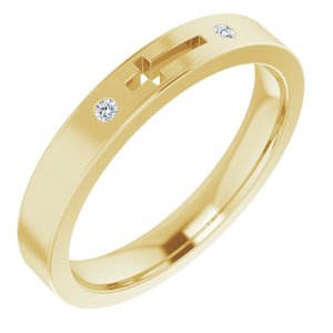 14K Yellow .03 CTW Natural Diamond Pierced Cross Stackable Ring - BN & CO JEWELRY