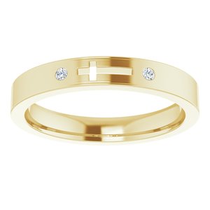 14K Yellow .03 CTW Natural Diamond Pierced Cross Stackable Ring - BN & CO JEWELRY