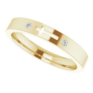 14K Yellow .03 CTW Natural Diamond Pierced Cross Stackable Ring - BN & CO JEWELRY
