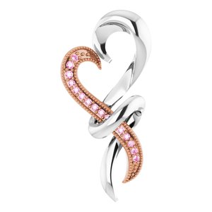 Rhodium-Plated Sterling Silver & 10K Rose Natural Pink Sapphire Heart Pendant - BN & CO JEWELRY
